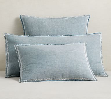 Belgian Flax Linen Fringed Border Stitch Sham | Pottery Barn (US)