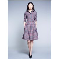 Women Plaid Dress, Midi Shirt Retro Flare 1950's Pleated Plus Size Clothing, Pocket Dress, Collared | Etsy (US)