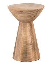 19in Ridged Wood Drum Accent Table | Furniture & Lighting | Marshalls | Marshalls