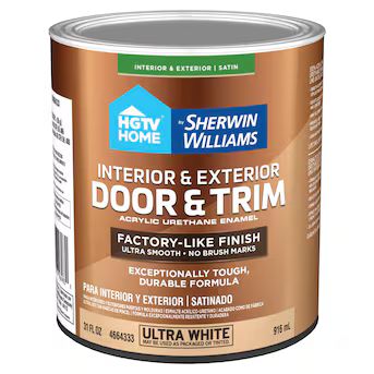 HGTV HOME by Sherwin-Williams Satin Ultra White Acrylic Interior/Exterior Door and Trim Paint (1-... | Lowe's