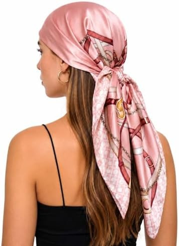 corciova 35 x 35 Satin Square Scarf for Women, Silk-Feel Hair Wrap, Large Bandana, Neck Wrap, Hea... | Amazon (US)