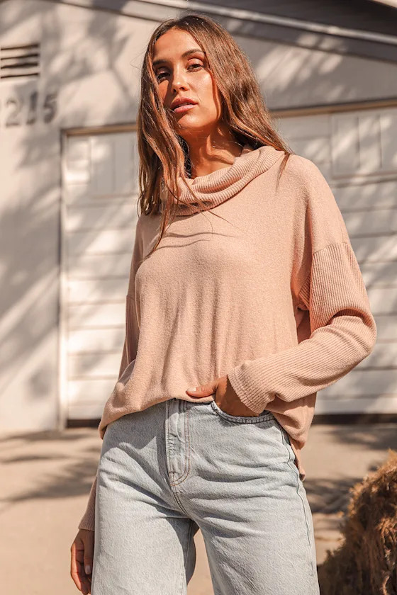So Thankful Peach Long Sleeve Turtleneck Sweater | Lulus (US)