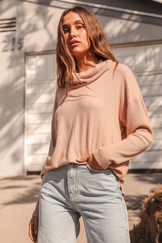 So Thankful Peach Long Sleeve Turtleneck Sweater | Lulus (US)