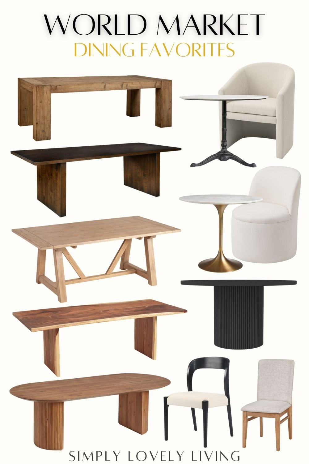 World Market Dining furniture favorites. Oval dining table. Round dining table. Large dining tables. Bistro tables. Upholstered dining chairs. Black dining chairs. Dining room furniture. #LTKfind

#LTKHome #LTKOver40