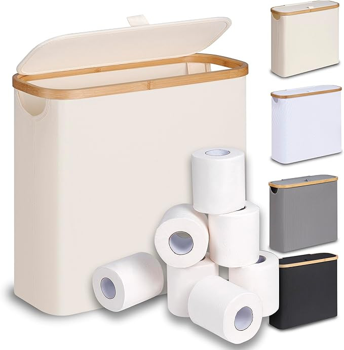 efluky Toilet Paper Basket 28L, Toilet Paper Holder with Lid for Bathroom, Free Standing Storage ... | Amazon (US)