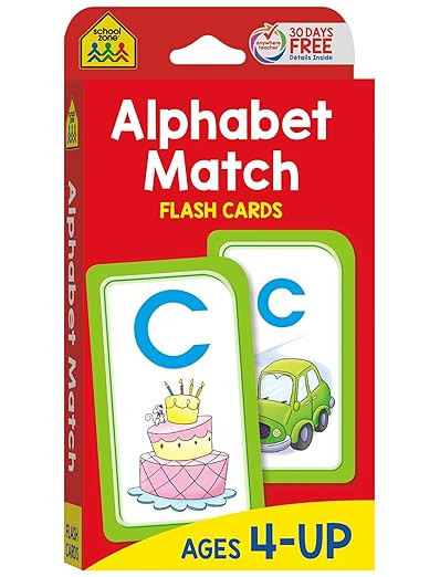 School Zone Alphabet Match Flash Cards: 56 Cards, Preschool, Kindergarten, ABC's, Letters, Matchi... | Amazon (US)