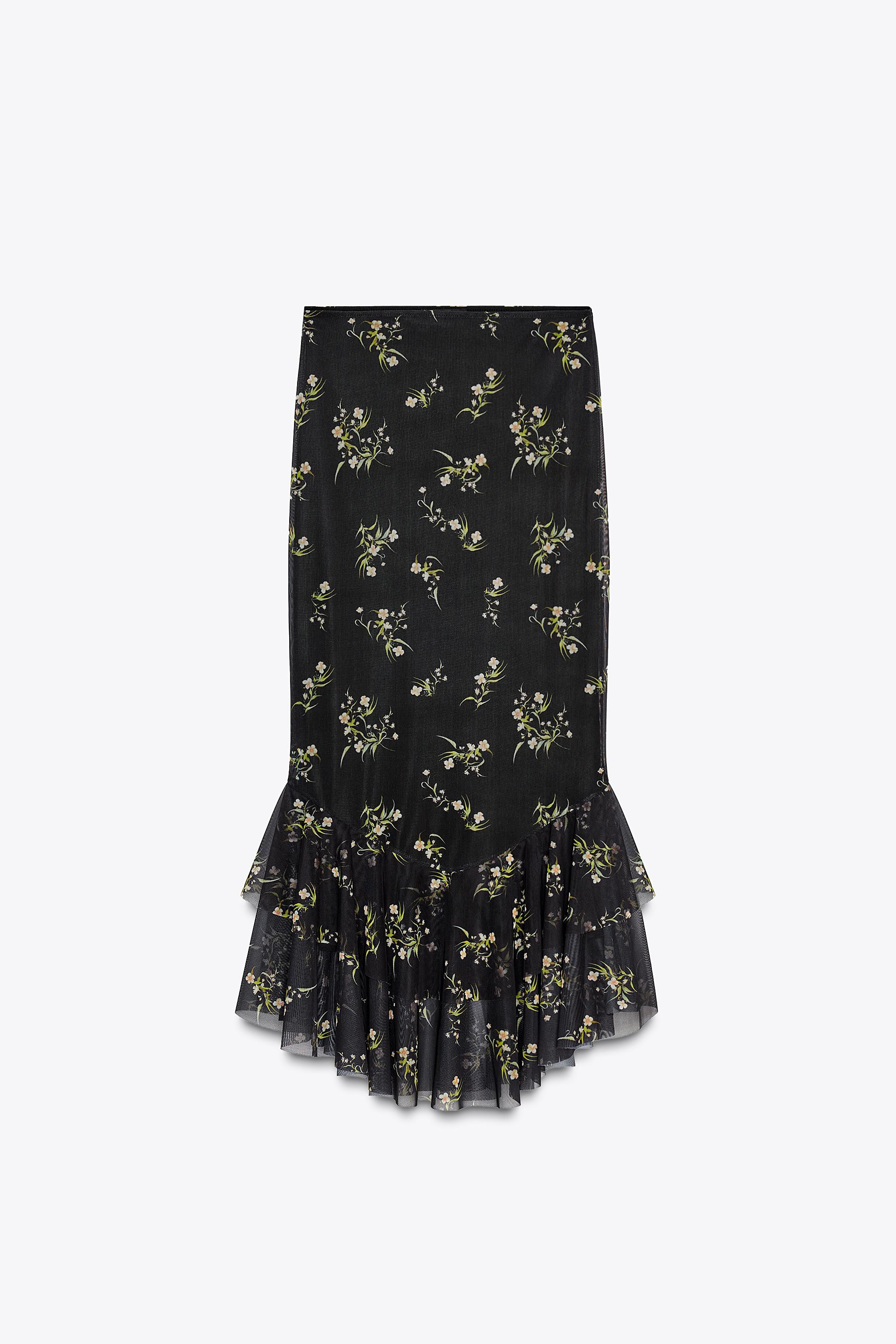 High-waist skirt with an elasticated waistband. Lining. Ruffle trim on the hem. | Zara UK