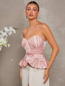 L'Amorae Winter Women Clothes, Women's Elegant Pleated Satin Corset Tube Fall Going Out P... | SHEIN