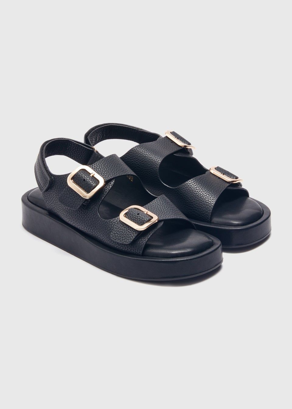 Black Double Buckle Chunky Sandals - Size 5 | Matalan (UK)