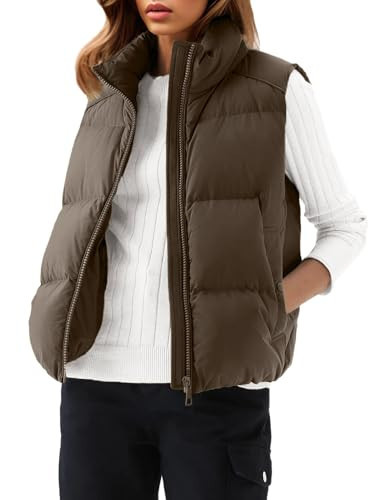 PHISOCKAT Womens Puffer Vest Sleeveless Quilted Vest Women Stand Collar Zip Up Puffy Vest Lightweight Padded Outerwear | Amazon (US)