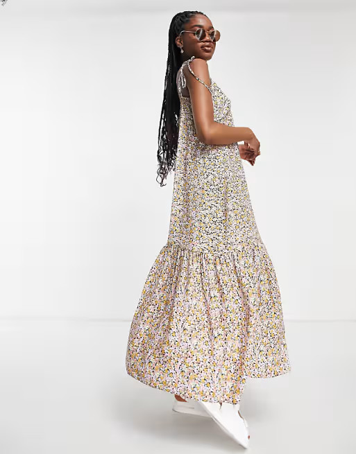 Nobody's Child Topaz tie shoulder maxi dress in ditsy floral | ASOS | ASOS (Global)