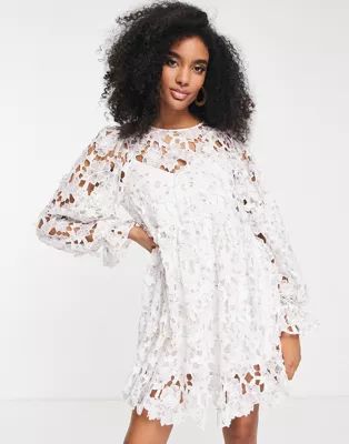 ASOS EDITION broderie mini dress with 3d flowers in floral print | ASOS (Global)