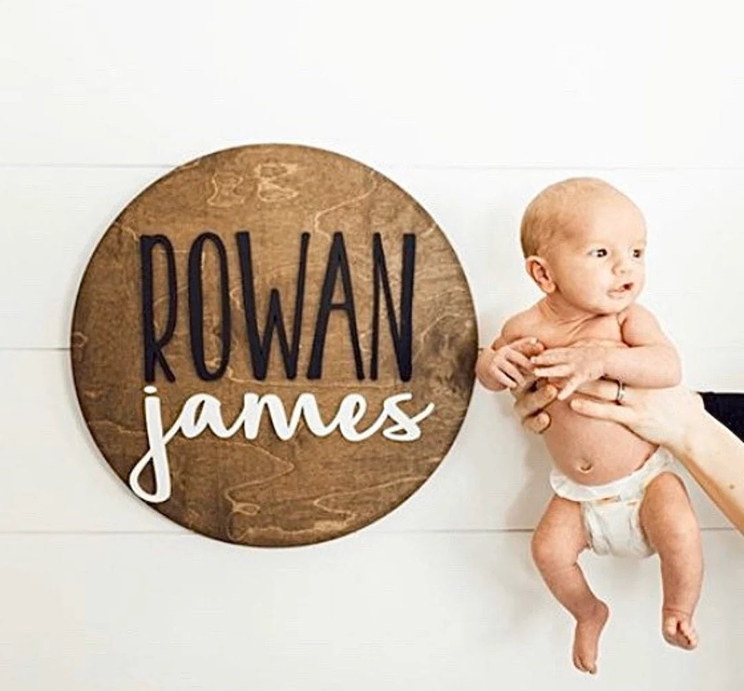 Baby name round wood sign | Nursery wall decor | Nursery name sign | Custom baby name sign | roun... | Etsy (US)