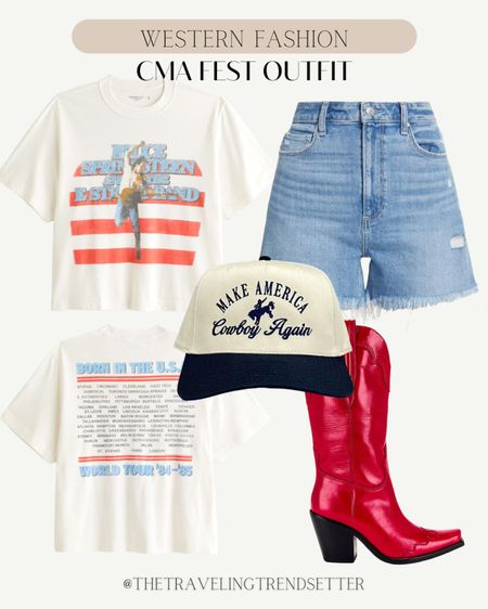 CMA FEST outfit idea - country music concert - denim shorts hat boots cowgirl boots and tee 

#LTKStyleTip #LTKShoeCrush #LTKFindsUnder50