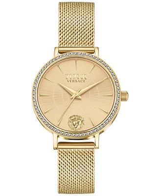 Versus Versace Women's Mar Vista Gold Ion-Plated Mesh Bracelet Watch 34mm - Macy's | Macy's
