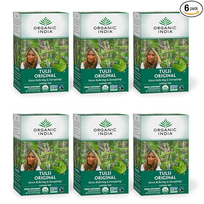 Organic India Tulsi Original Herbal Tea - Stress Relieving & Energizing, Immune Support, Adaptoge... | Amazon (US)