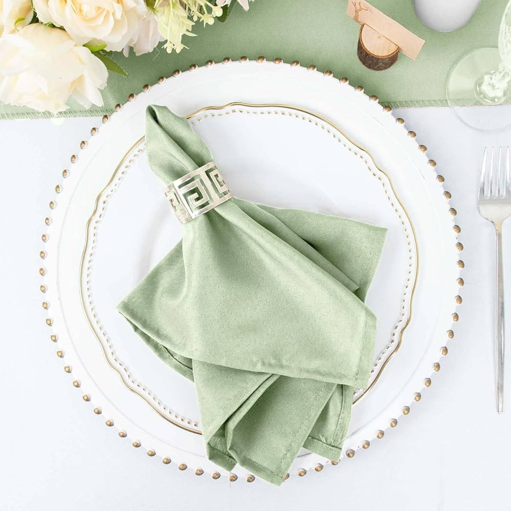Efavormart Pack of 10 SAGE Green Premium 17" x 17" Washable Polyester Napkins Great for Wedding P... | Amazon (US)