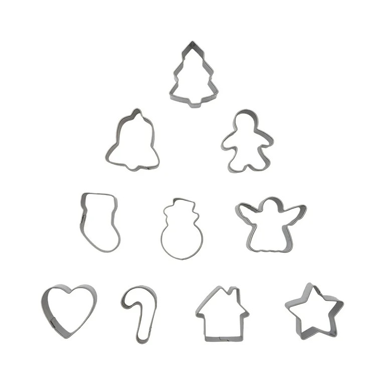 Mini Stainless Steel Christmas Cookie Cutters, 10 Count, by Holiday Time | Walmart (US)