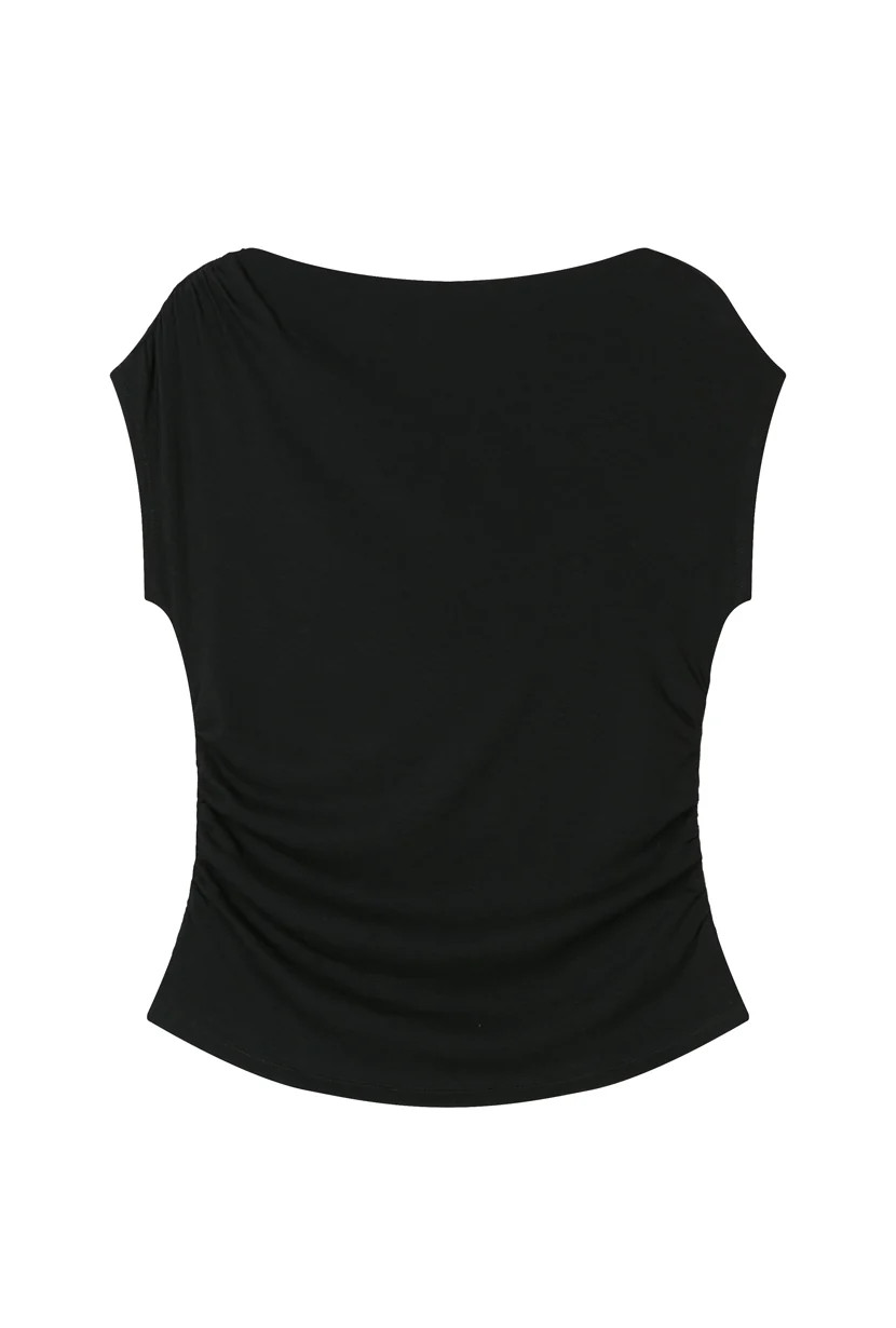Devito Jersey Cotton Top - Black | Petite Studio NYC