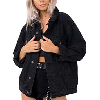 Eliacher Women's Boyfriend Denim Jacket Long Sleeve Loose Jean Jacket Coats | Amazon (US)