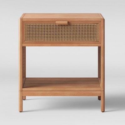 Minsmere Caned Accent Table with Drawer Natural Brown - Opalhouse&#8482; | Target