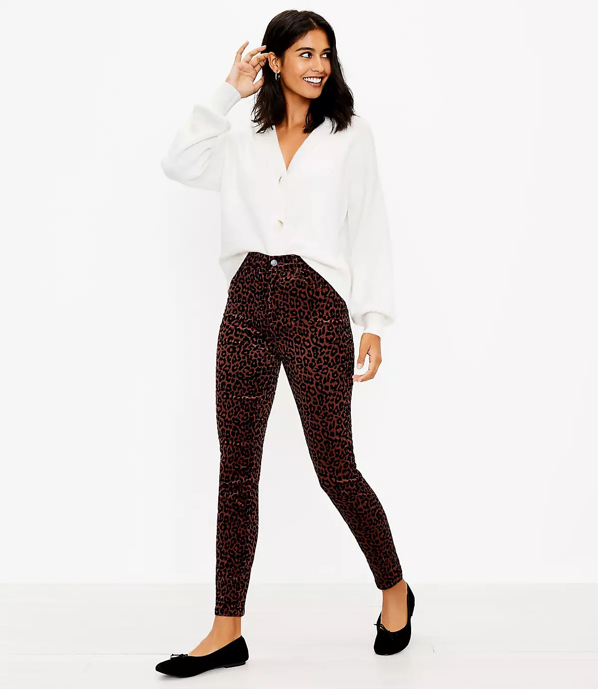 Leopard Print Skinny Corduroy Pants | LOFT