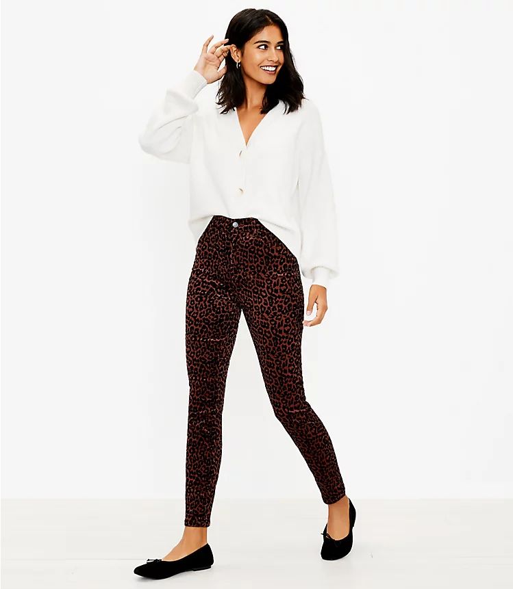 Leopard Print Skinny Corduroy Pants | LOFT