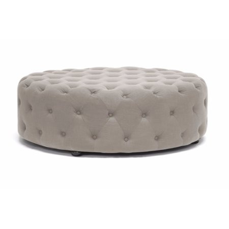 Baxton Studio Cardiff Beige Linen Modern Tufted Ottoman | Walmart (US)