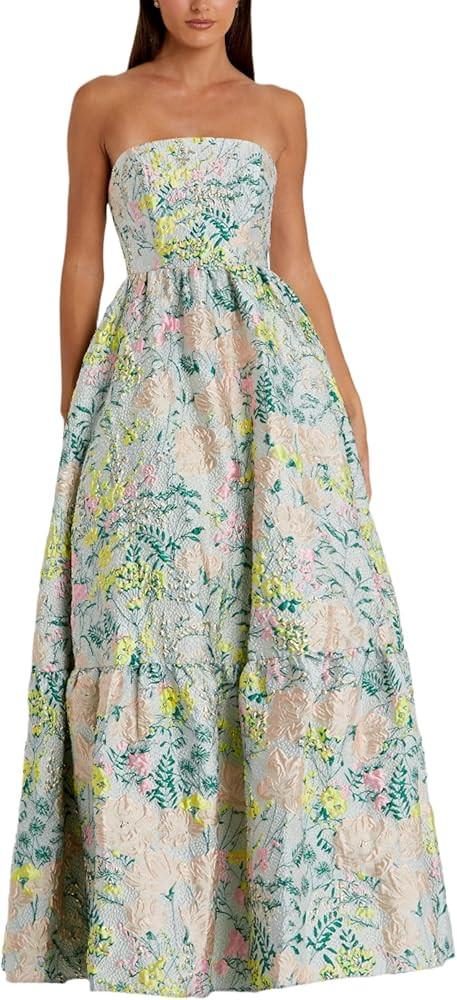 Floral Brocade Strapless A Line Gown | Amazon (US)