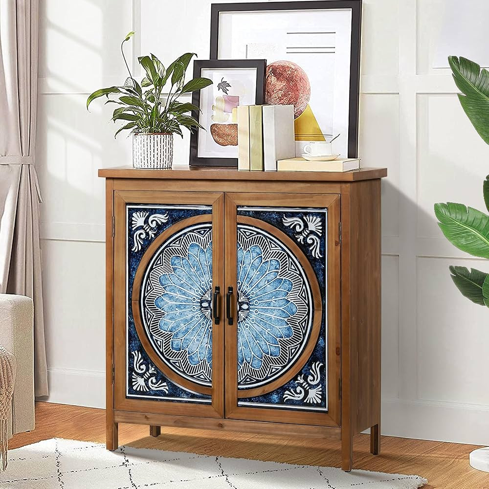 PHI VILLA Accent Cabinet with Doors, Small Storage Cabinet Sideboard Buffet Cabinet Credenza for ... | Amazon (US)