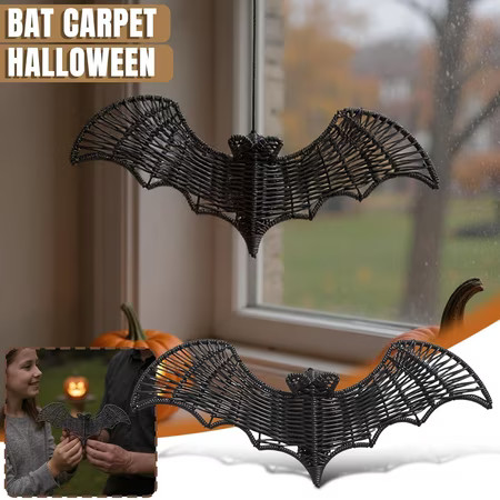 Zydvens Black Wicker Bat Decor - Handmade Woven Rattan Bat Wall Hanging Decor for Halloween Decorations Indoor - 3D Rustic Farmhouse Gothic Hanging Halloween Banner for Fireplace Mantel Porch | Walmart (US)