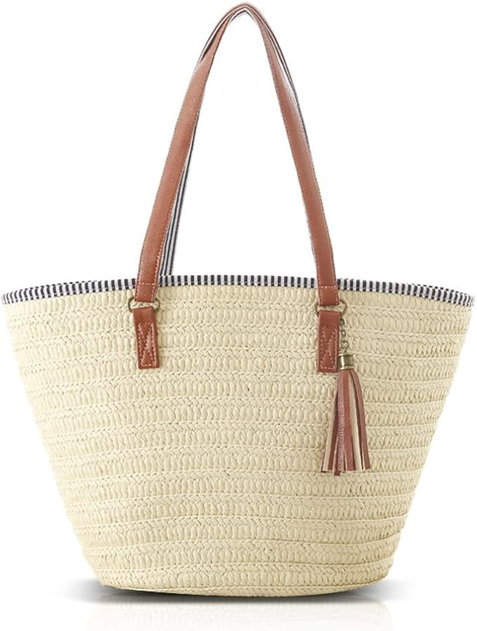 Pahajim Large Woven Bags for Women Straw Beach Tote Purse Hobo Tassels Handbags Summer Handwoven ... | Amazon (US)