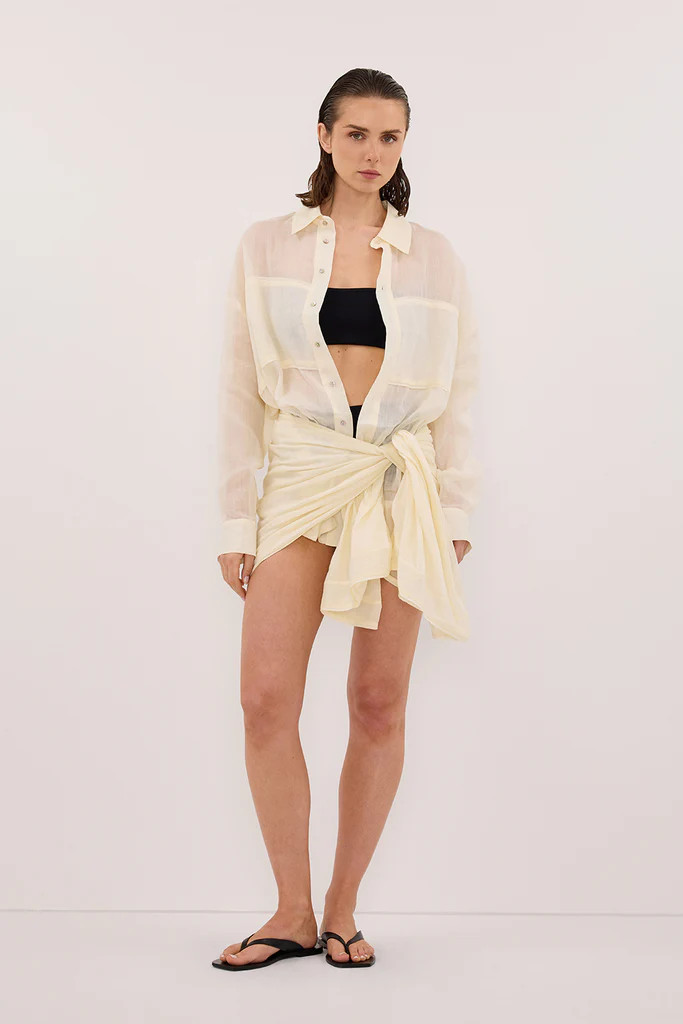 KAI STRAW OVERSIZED RAMIE LONG SLEEVE SHIRT | DISSH