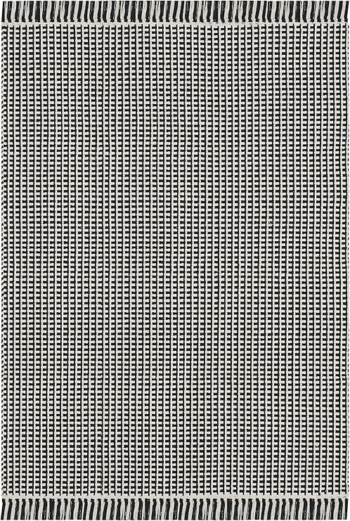 SAFAVIEH Montauk Collection 3' x 5' Ivory/Black MTK340D Handmade Flatweave Boho Farmhouse Cotton ... | Amazon (US)