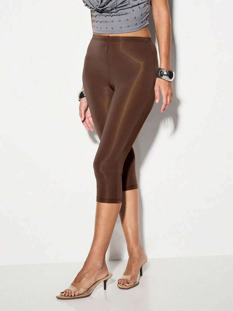 KIZN High Waisted Capri Leggings For Women Stretchy Mid Calf Length Fitted Bottoms Casual Daily Wear | SHEIN