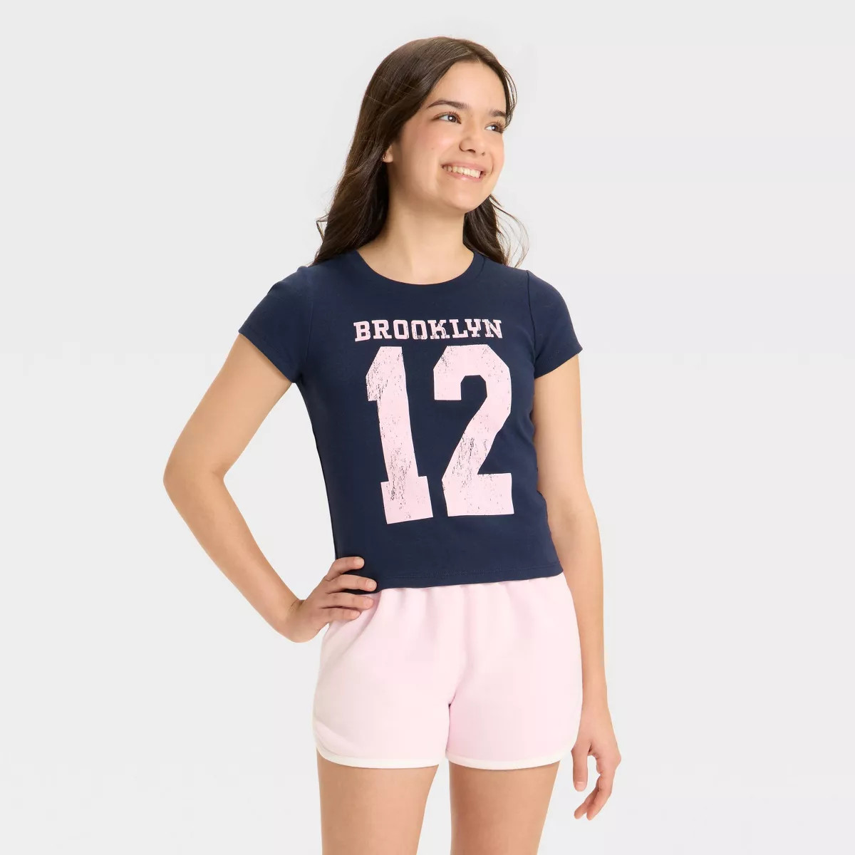 Girls' Short Sleeve Graphic T-Shirt - art class™ Blue/Pink L | Target