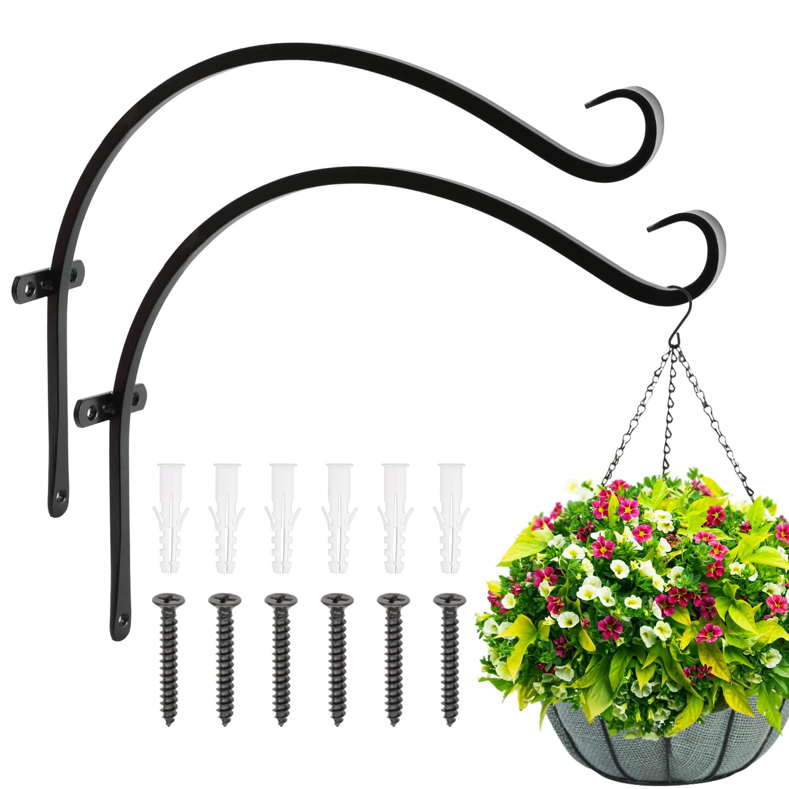 FEED GARDEN 18 Inch 2 Pack Outdoor Hanging Plant Bracket for Bird Feeders, Wind Chimes, Lanterns,... | Amazon (US)