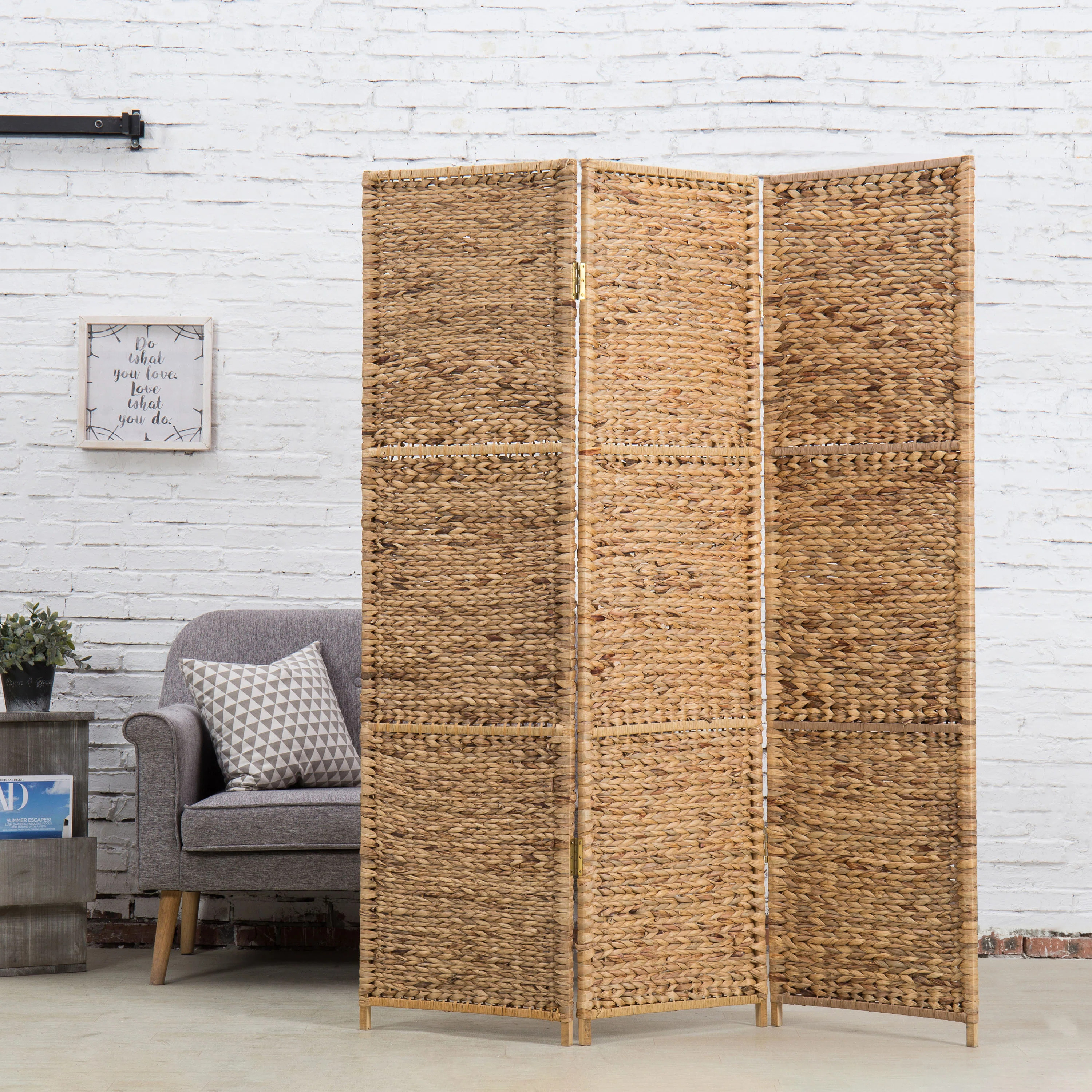 3 - Panel Handwoven Seagrass Folding Room Divider | Wayfair North America