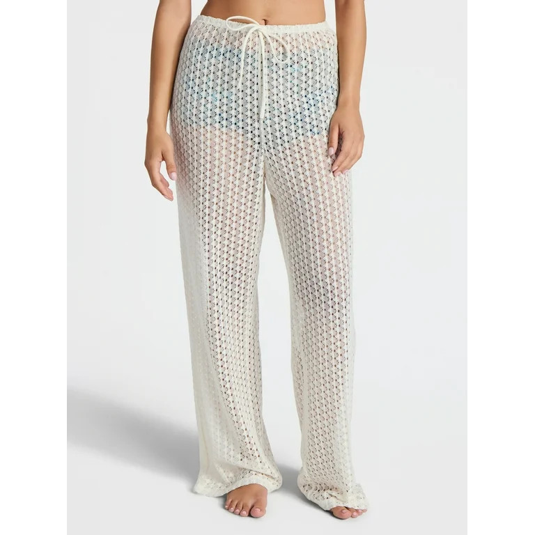 No Boundaries Crochet Wide Leg Pants Swim Coverup, Women's | Walmart (US)