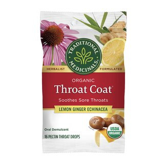 Traditional Medicinals Organic Throat Coat Cough Drops, Lemon Ginger Echinacea, 16 CT | CVS Health
