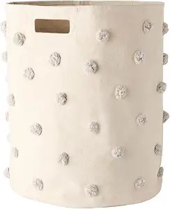 PEHR Pom Pom Basket, Hamper, Grey, Cotton Canvas Storage, 18" D x 20" H | Amazon (US)