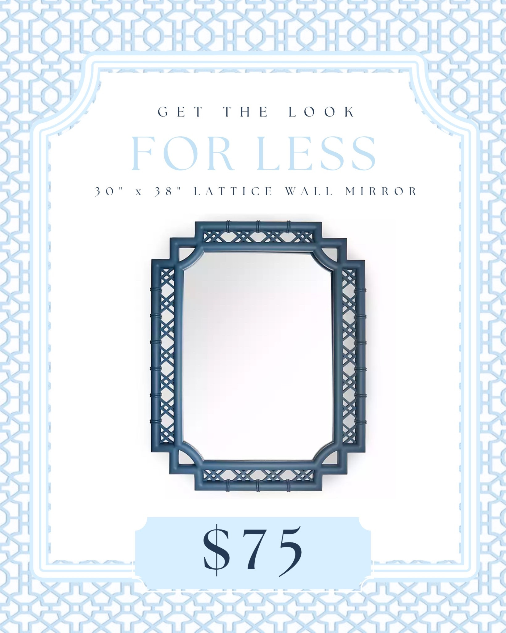 Use Code: 25COZY 🩵 Get the look for less ✨ This looks so similar to the Ballard Designs version that is over $400! This 30” x 38” blue lattice wall mirror gives major high-end coastal charm for just $75. Perfect for a bathroom, entryway, or layered over a console for that designer feel—without the designer price.

#LTKSaleAlert #LTKHome