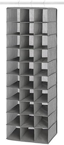 Whitmor Hanging Shoe Shelves Closet Organizer, Crosshatch Gray, 30 Section | Amazon (US)