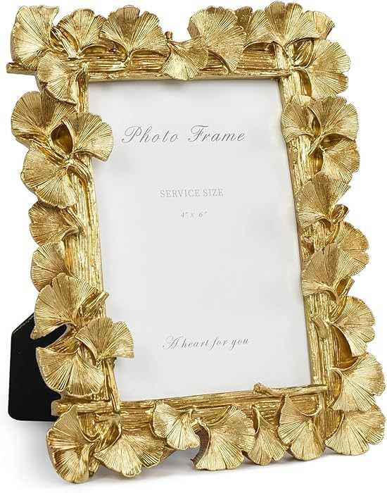 Cuspin Gold Picture Frames 4x6 Vintage Gold Frame, Ornate Leaf Textured Hand-Crafted Resin with G... | Amazon (US)