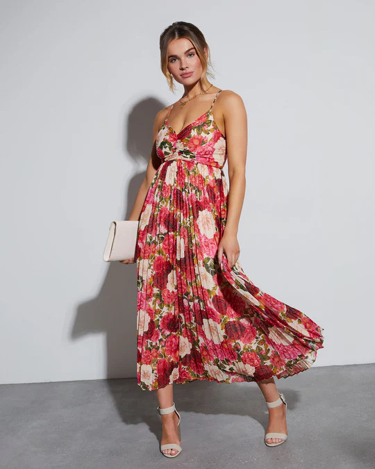 Naomie Floral Pleated Maxi Dress | VICI