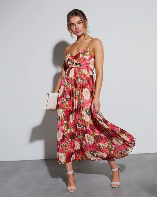 Naomie Floral Pleated Maxi Dress | VICI Collection