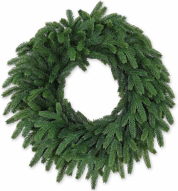 Christmas Wreaths Outdoor Realistic 24 Inch Large Artificial Winter Greenery Pine Cedar Wreaths f... | Amazon (US)