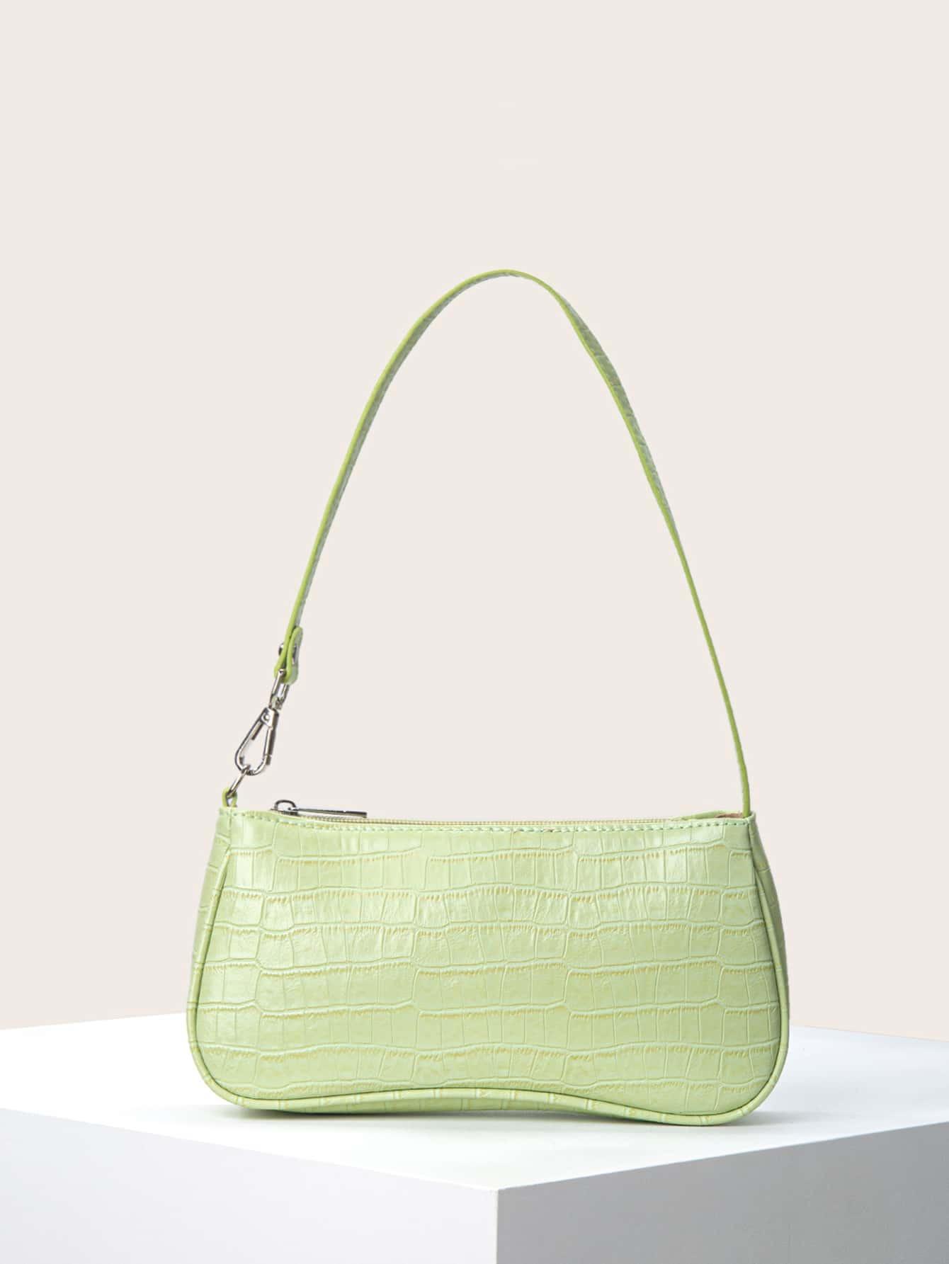 Croc Embossed Baguette Bag | SHEIN