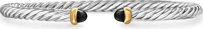Cable Flex Bracelet in Sterling Silver with 14K Yellow Gold, 4mm | Nordstrom