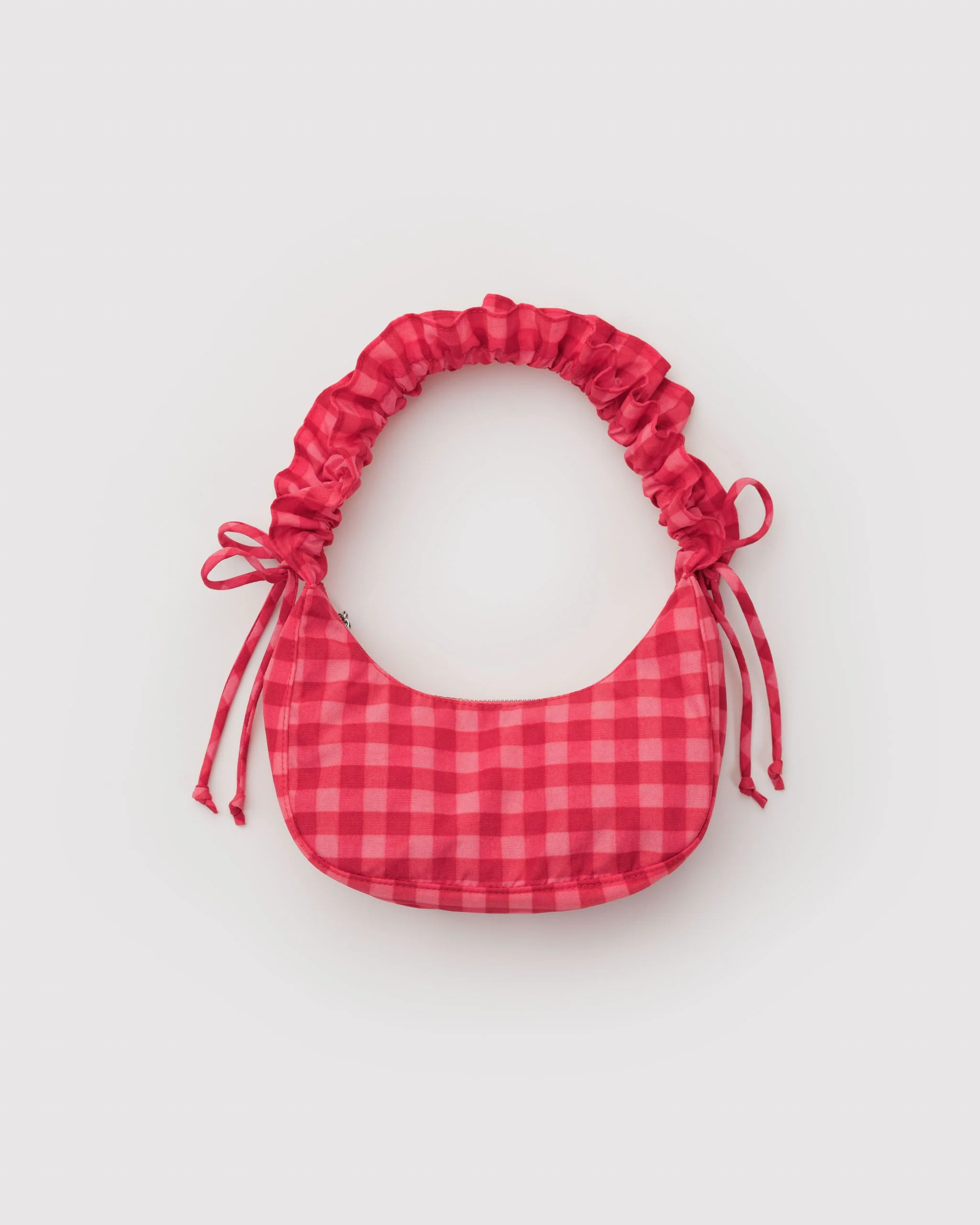 Mini Ruffle Crescent Bag Ruby Gingham - Baggu | BAGGU